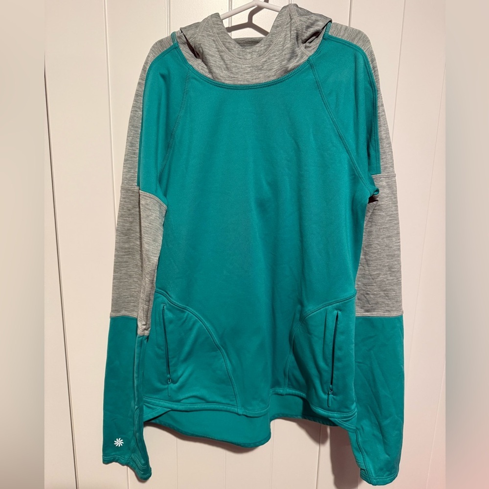 Athleta Girl Teal & Gray Long Sleeve Hoodie Size M (8-10)‎